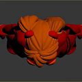 Anime Game Character In Red Bodysuit With Orange Hair And Green Collar