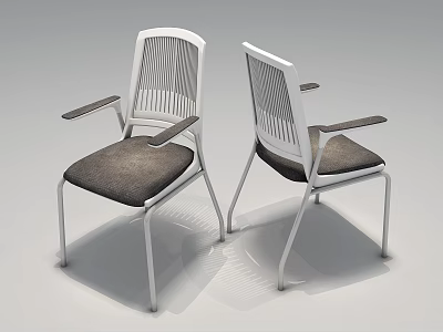 Modern Office Chair With White Frame Gray Seat And Armrests For Workspace 3d model