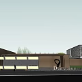 Modern Building Aerial View Featuring Landscaped Courtyard Green Plants And Roof Design