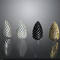 Four Spiral Shaped Silver White Black and Gold Metal Hardware Tools 3d model