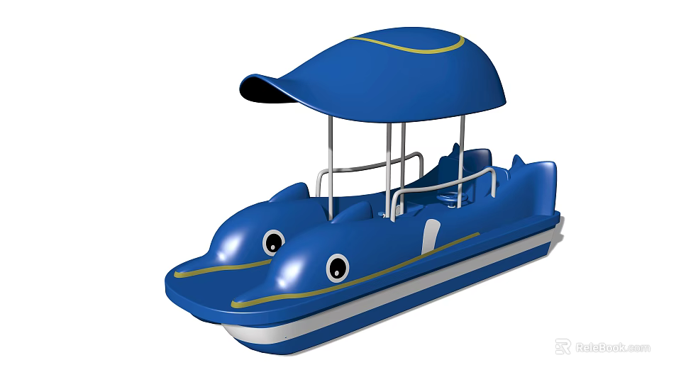 Fun Blue Dolphin Shaped Play Equipment with Canopy and Seats for Children 3d model 