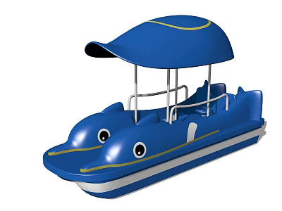 Fun Blue Dolphin Shaped Play Equipment with Canopy and Seats for Children 3d model