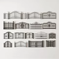Various Iron Entrance Gates With Decorative Patterns And Different Styles 3d model
