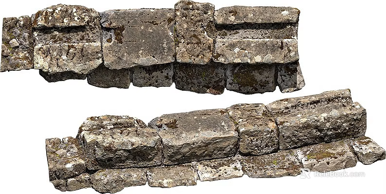 Weathered Natural Stone Building Exterior Wall with Rustic Texture and Historic Architectural Design 3d model 
