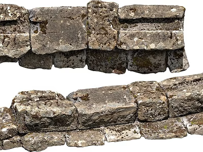 Weathered Natural Stone Building Exterior Wall with Rustic Texture and Historic Architectural Design 3d model