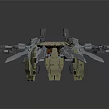 Mechanical Creature Design With Articulated Metallic Arms And Circular Armored Base Structure