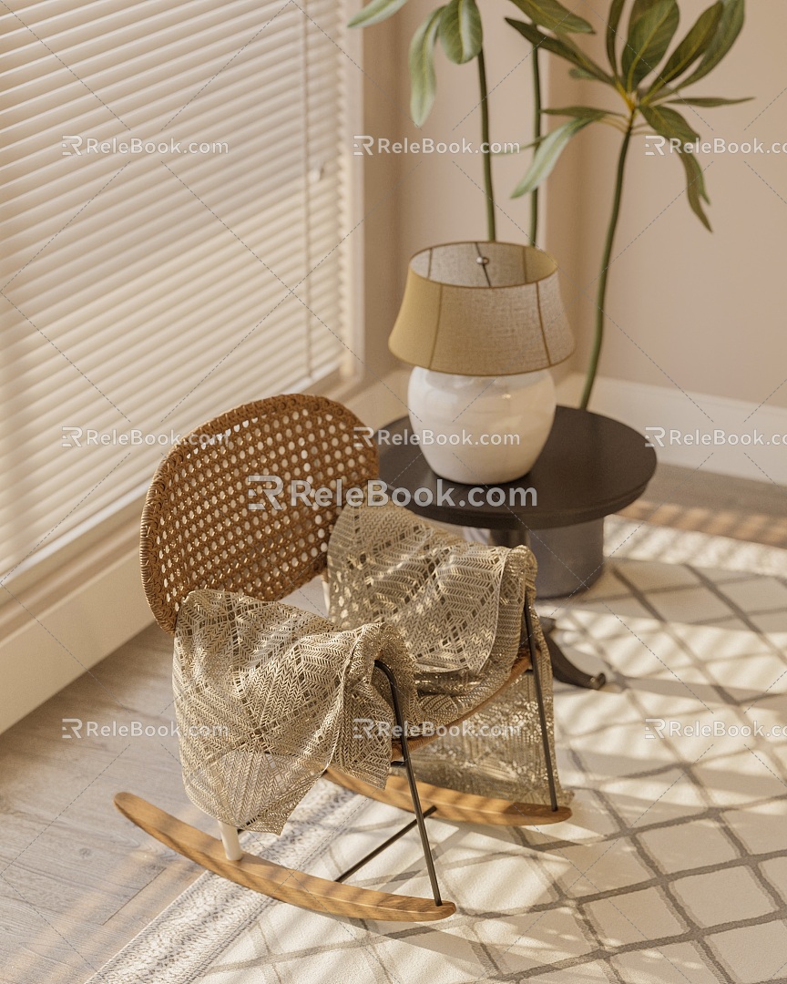 Quiet Rocking Chair Middle Leisure Rocking Chair 3d model