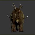 3D Stegosaurus With Brown Yellow Body Back Plates Tail Spikes Standing On Gray Background