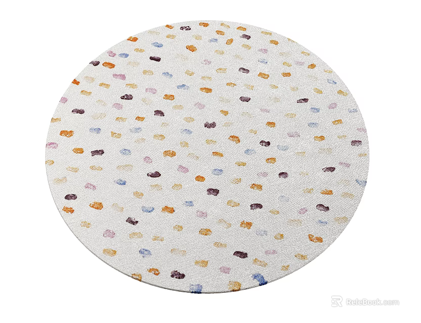 Round Carpet With Colorful Small Patterns On Light Background For Home Decor 3d model