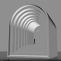 Modern Artistic Decorative Ornament Set Featuring White Arched Layered Structure Human Silhouette And Bright Exit
