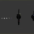 Futuristic Black Sci Fi Weapons Firing Colorful Projectiles on Dark Background