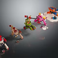 Colorful Building Block Dolls Featuring Mechanical Animal Shapes And Small Accessories
