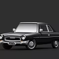 Vintage Black Sedan With Classic Design And Chrome Accents On Gray Background