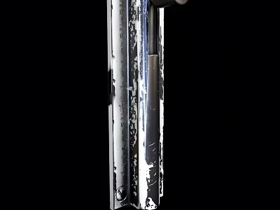 Silver Industrial Metal Structure With Worn Texture Against Black Background 3d model