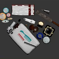 Professional Grooming Equipment Set With Comb Razor Brush Bottle And Storage Pouch