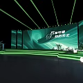 Green Stage Design With Lighting Seats Plants And Backdrop Screen 3d model
