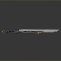 Fantasy Style Sword with Metallic Blade Ornate Golden Accents and Intricate Hilt Design