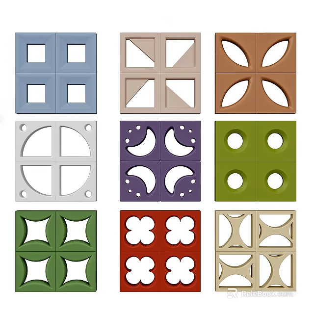 Decorative Partition Design With Various Colors And Geometric Cutout Patterns 3d model 