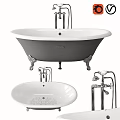 Classic Clawfoot Bathtub Ceramic Freestanding Design With Chrome Faucet And Handheld Shower