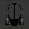 Yellow And Black Protective Gas Mask With Transparent Face Shield Filter Cartridges And Adjustable Straps