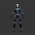 Smart Machine with Futuristic Metallic Armor Blue Glowing Mechanical Parts and Advanced Robotic Design 3d model