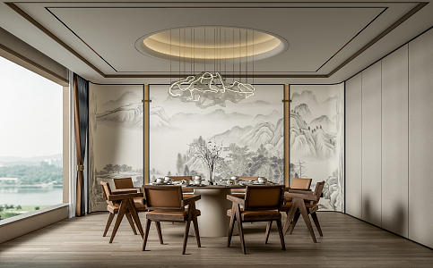 New Chinese-style private dining box 3d model