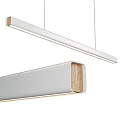 Modern Black Metal Chandelier With Long Sleek Design And Wooden Interior