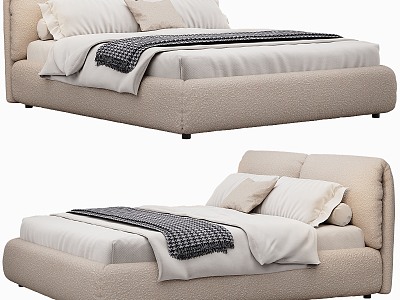 Modern Fabric Double Bedding Mattress Pillow 3d model