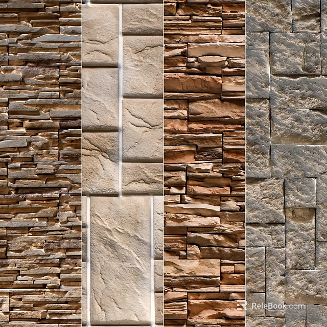 Natural Stone Wall Components With Various Textures And Patterns For Decorative Applications 3d model