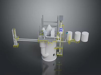 Industrial Equipment System Featuring Tower Pipes Platforms And Storage Tanks 3d model