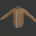 Brown Leather Jacket With Zipper Closure And Long Sleeves Casual Style