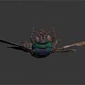 Colorful Insect With Blue Green Orange Body And Transparent Wings On Gray Background