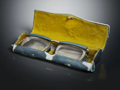 Elegant Jewelry Eyeglasses With Metal Frame Transparent Lenses In Yellow Box 3d model