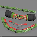 Multicolored Electrical Wire Bundles Secured With Green Black Straps In Various Shapes