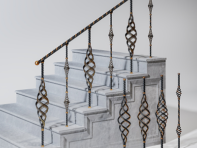 Modern Railing Iron Stair Handrail model