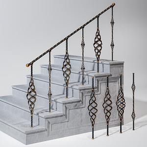 Modern Railing Iron Stair Handrail 3d model