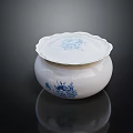 Elegant White Porcelain Jar With Blue Floral Patterns And Lid Design