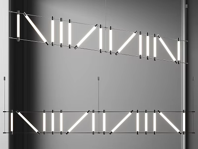 Modern Linear Chandelier With Geometric LED Light Tubes For Contemporary Interior Spaces 3d model