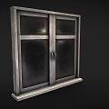 Double Casement Window with Metal Frame and Dark Glass Sleek Design