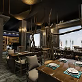 Rustic Restaurant Interior Design With Wooden Tables Chairs Pendant Lights And Natural Decor