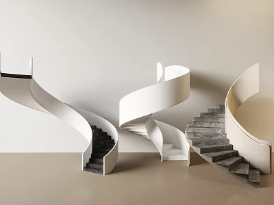 Modern Spiral Staircase Designs With White Black And Grey Steps For Interior 3d model