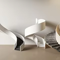 Modern Spiral Staircase Designs With White Black And Grey Steps For Interior