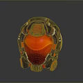 Futuristic Sci Fi Weapon Helmet with Black Red Mechanical Design and Glowing Red Interior