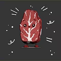 Cartoon Red Leaf Character With Smiling Face Standing On Pink Base And Decorative Elements