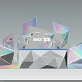 Modern Stage Design with Iridescent Geometric Panels and MAX Display Elements 3d model