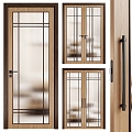 New Chinese Style Door Entry Door Glass Door Corrugated Glass Changhong Glass 3d model