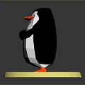Low Poly Penguin With Black White Body Orange Beak Feet Standing On Yellow Circular Base
