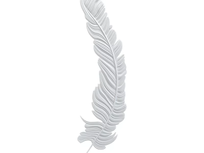 Elegant White Feather Shaped Plaster Molding For Interior Decorative Design With Curved Texture 3d model