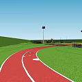 Scenic Park Landscape With Winding Path Tall Trees Green Grass and Blue Sky