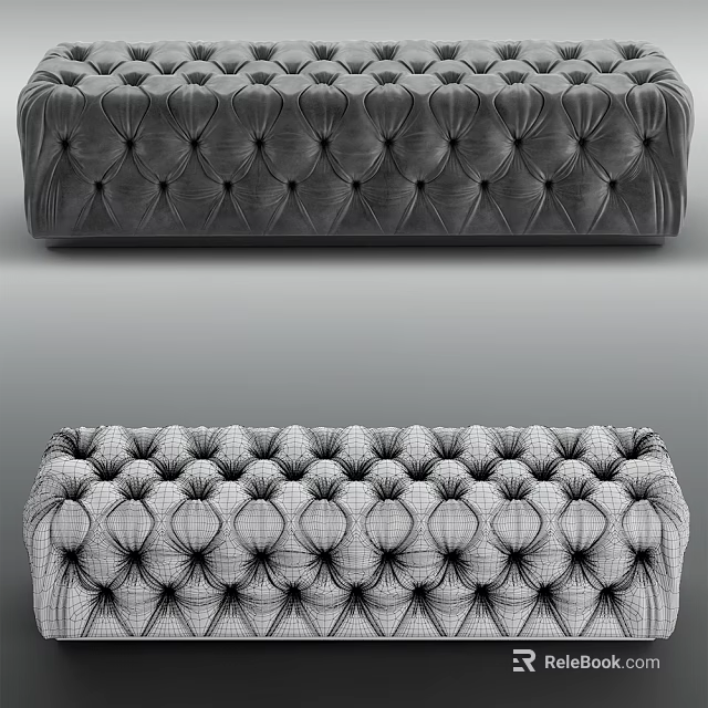 Tufted Upholstered Sofa Bench With Button Detailing And Padded Design 3d model 